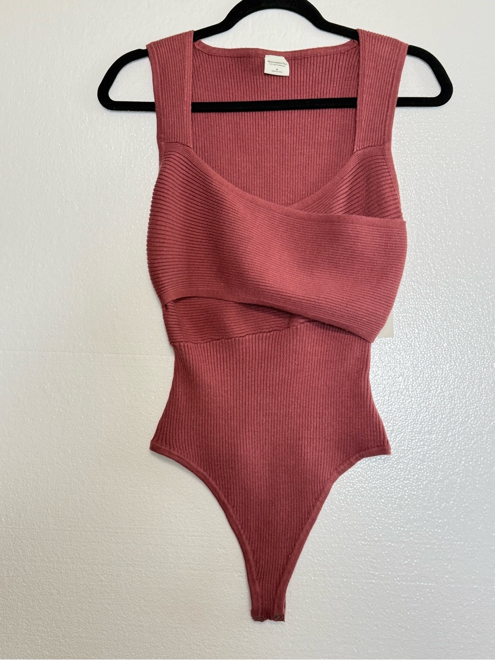 Abercrombie & Fitch Soft A&F Collection Knit Wrap Bodysuit Mauve Rose Size M